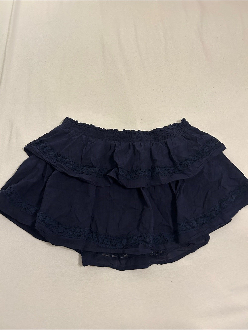 wild fable Navy Ruffled Waist Mini Skirt